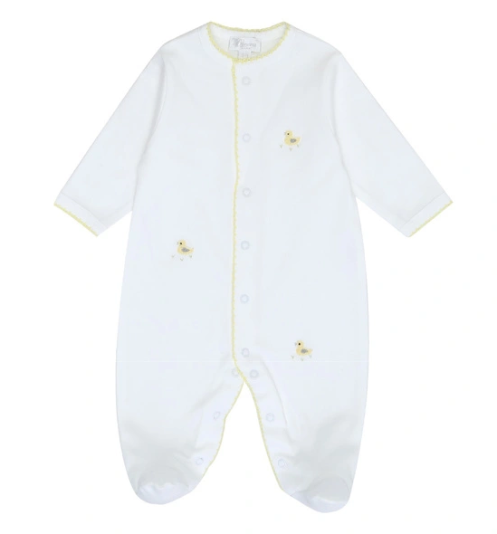 Princess Baby Beyaz Sarı Ördek Nakışlı Unisex Bebek Tulum